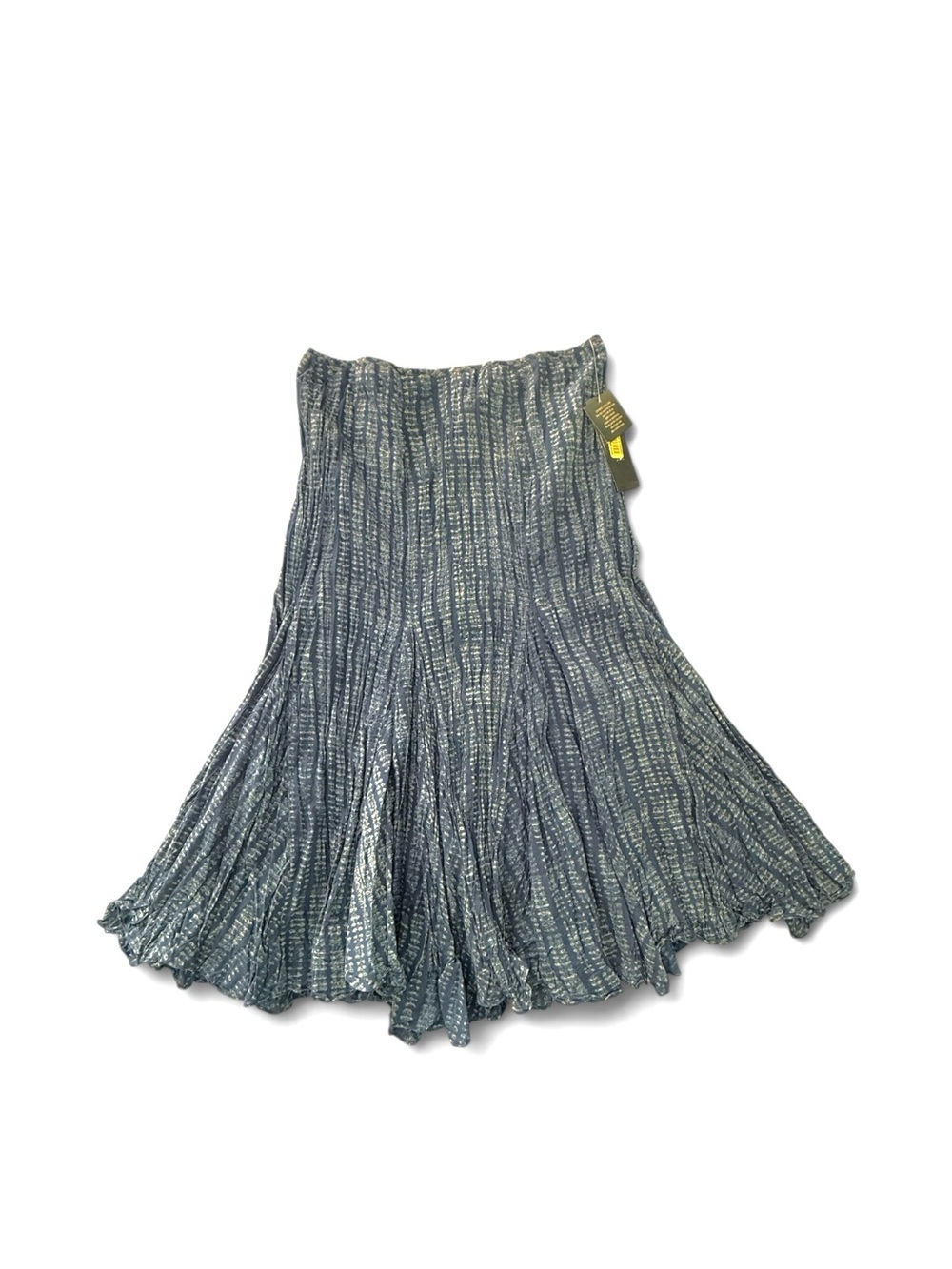 Lauren Ralph Lauren Blue Indigo Batik Crinkle Godet Midi Skirt sz 10 Petite New